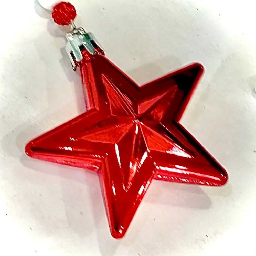 Hand Crafted Patriotic Glass Bead Star Garland 24”